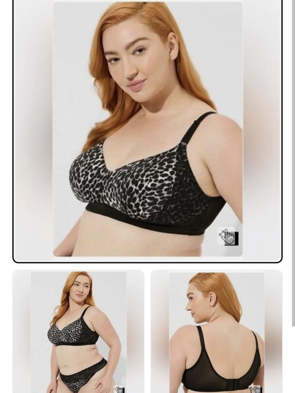 torrid Black and Gray Leopard Wireless Comfort Bra